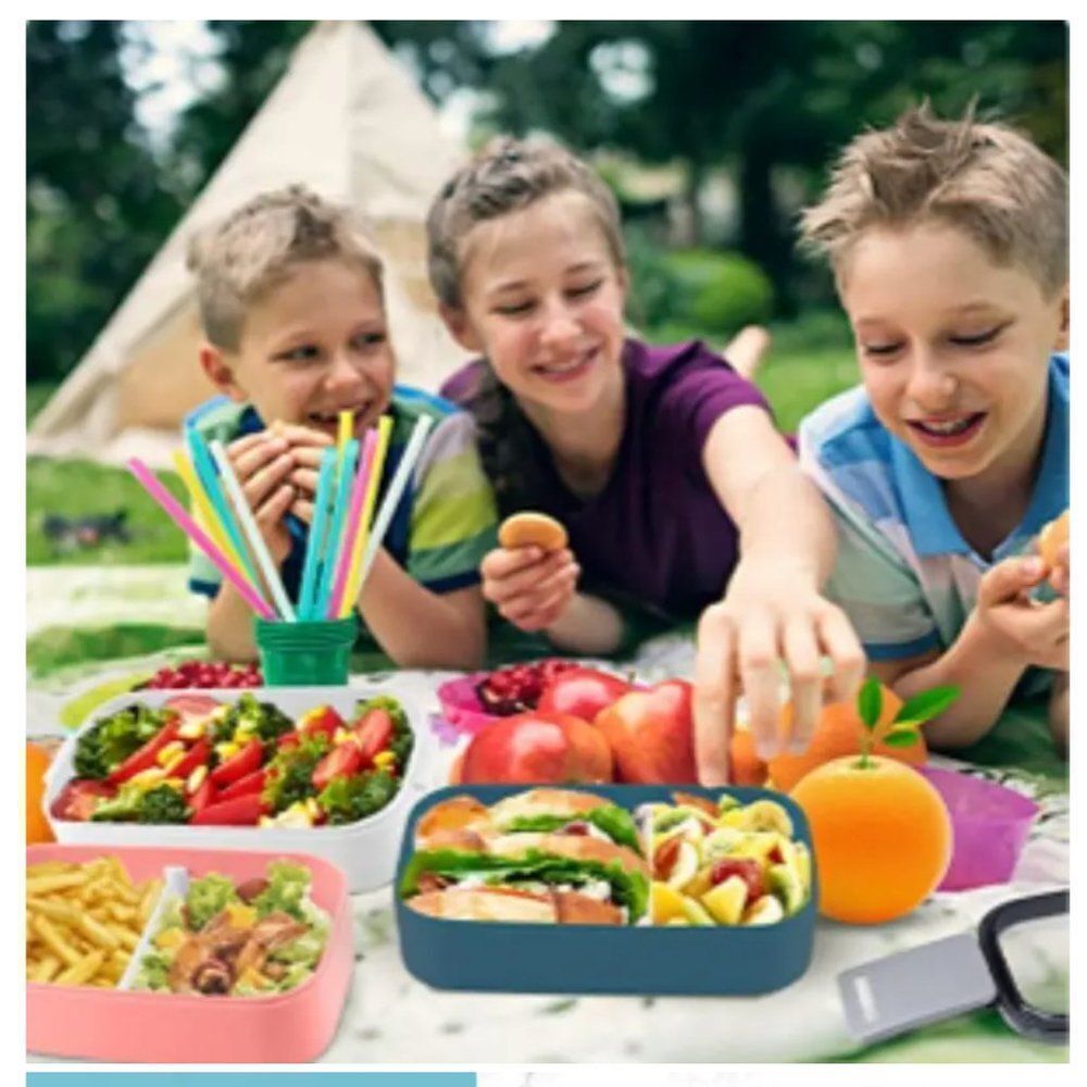 NEW Portion Control Leakproof Lunch Bento Box Microwave Safe Tableware PINK ONLY - Picture 6 of 15